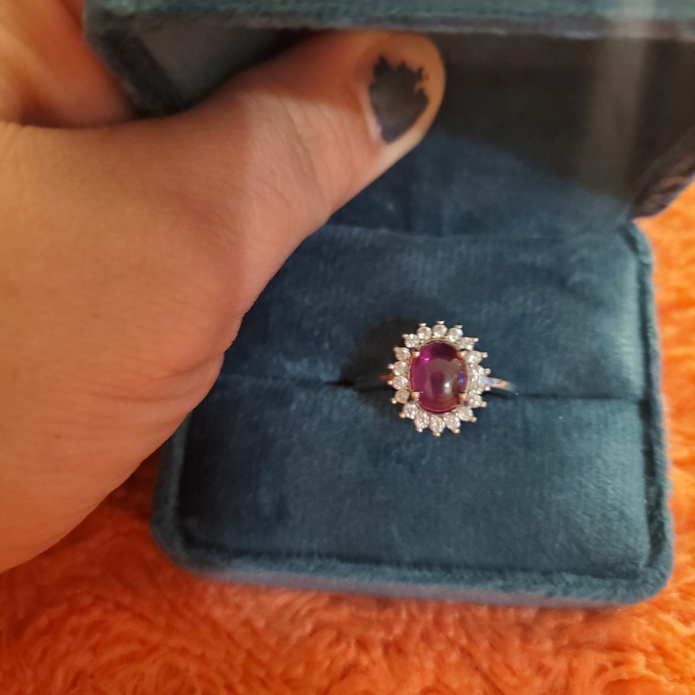 Lab Created Garnet Adjustable Ring - image 2